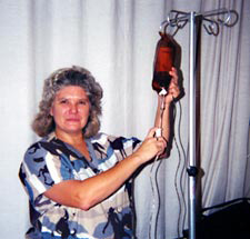 woman preparing for infusion